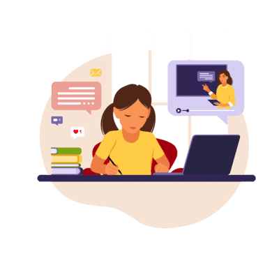 Image of a young female student studying online