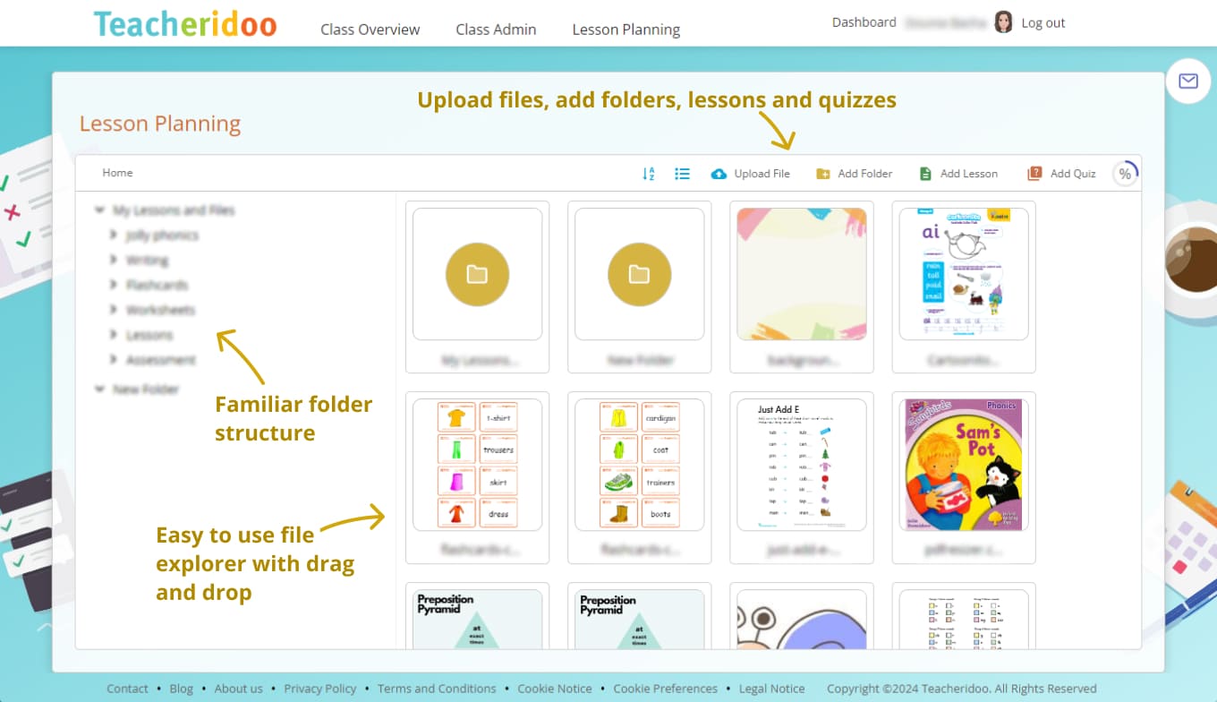 Picture showing the lesson planning page
