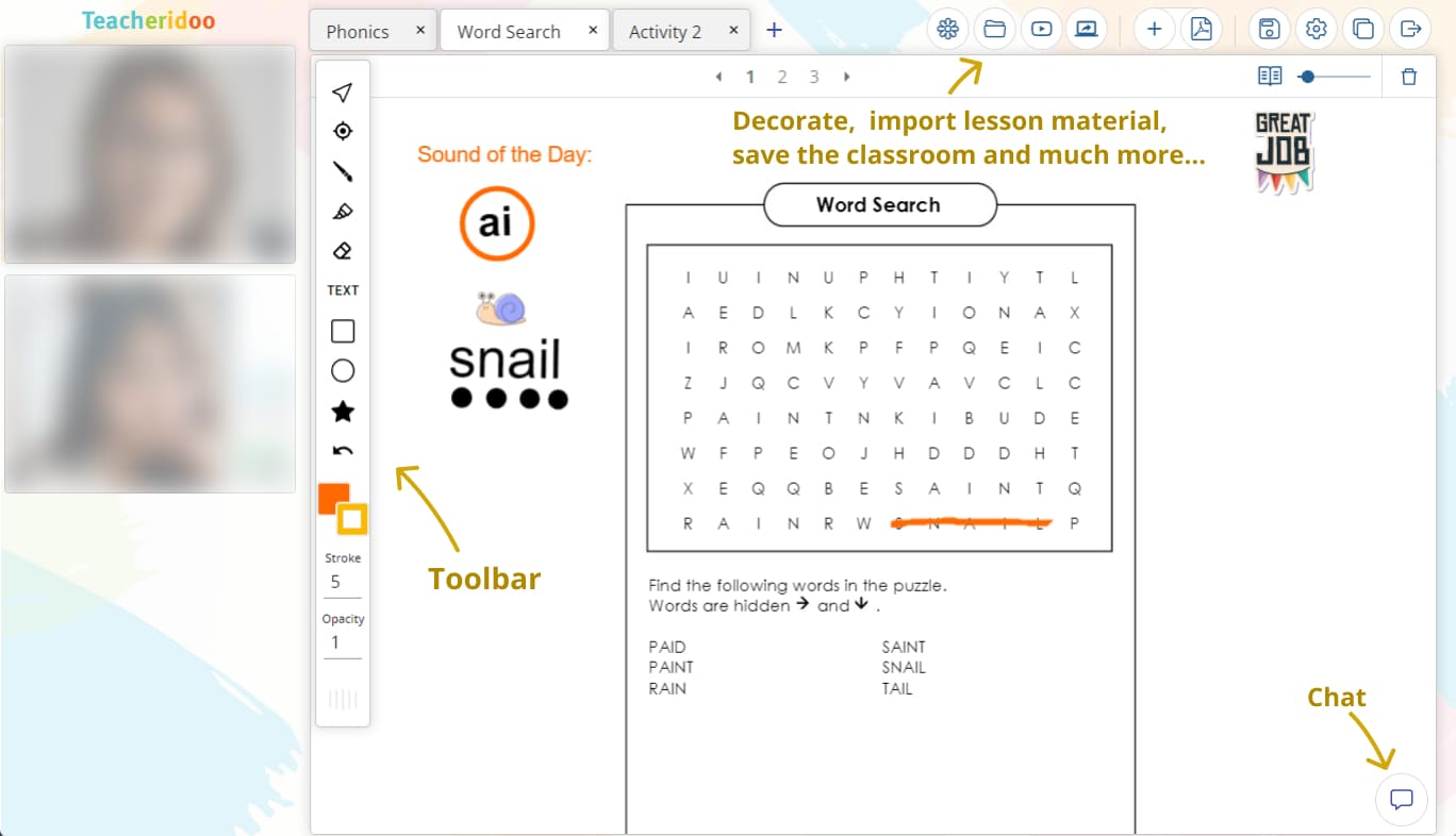 Picture showing the virtual classroom